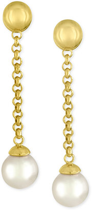 Majorica Gold-Tone Imitation Pearl Linear Drop Earrings
