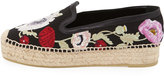 Thumbnail for your product : Alexander McQueen Floral-Embroidered Espadrille Flat, Black/Multi