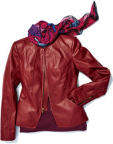 Thumbnail for your product : Neiman Marcus Zip-Cuff Pebbled Leather Jacket