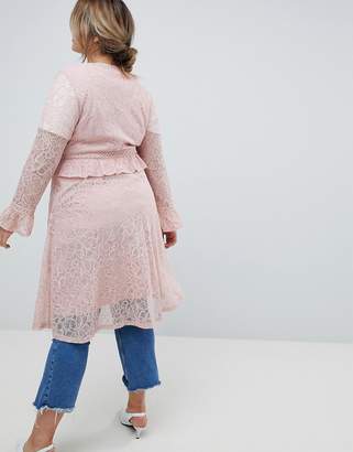 Lovedrobe Allover Lace Wrap Front Midi Dress