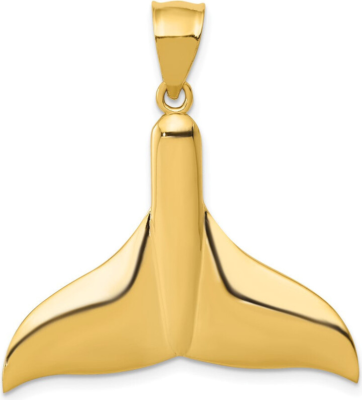 Diamond2Deal 14k Yellow Gold Solid Polished Large Whale Tail Pendant