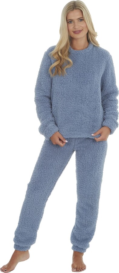 Forever Dreaming Borg Fleece Twosie Pyjama Lounge Set Blue 16-18