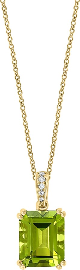Bloomingdale's Fine Collection Peridot & Diamond Pendant Necklace in 14K Yellow Gold 16-18