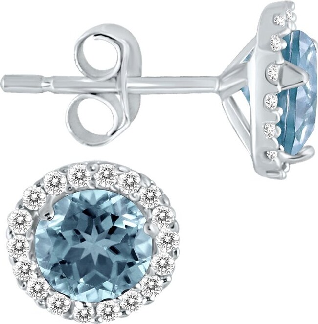 Gemstones 14K 0.91 Ct. Tw. Diamond & Aquamarine Earrings