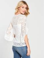 Thumbnail for your product : Very Lace Fluted Sleeve Top - Ivory