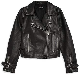 Topshop PETITE Faux Leather Biker Jacket