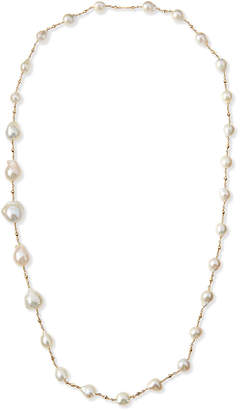 Mizuki 14k Gold Pearl Station Necklace, 30"L