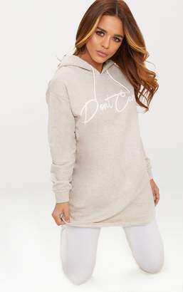 PrettyLittleThing Petite Stone Don't Care Slogan Oversized Hoodie