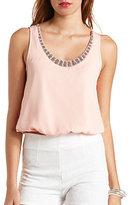 Thumbnail for your product : Charlotte Russe Bloused Rhinestone-Embellished Crop Top