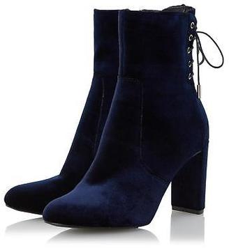 Dune Ladies OCTAGON Lace Up Back Ankle Boot in Navy
