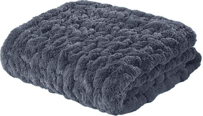 Madison Home USA Ultra Soft Ruched Faux Fur Throw Blanket