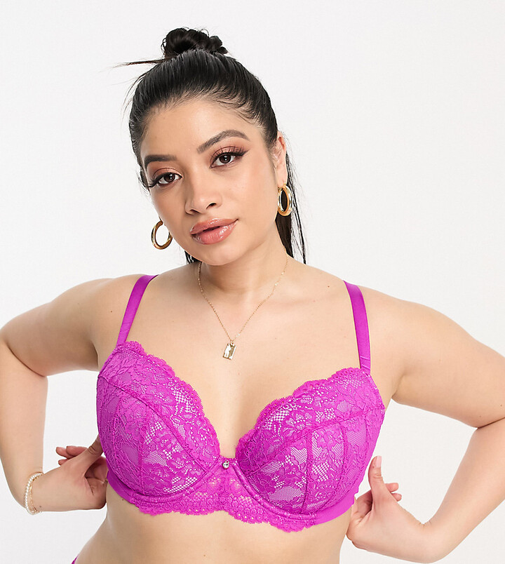 Ann Summers Truthful Metallic Embroidered Non Padded Balcony Bra With  Hardware Detail in Pink