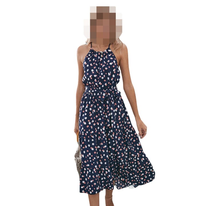 TTGHGH Summer Women Polka-Dot Long Dress Beach Dresses Strapless Casual ...