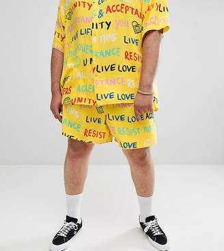ASOS DESIGN x glaad& Plus shorts two-piece in scribble print