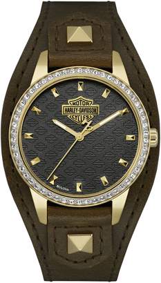 Harley-Davidson The Shaped Cuff Goldtone Stainless Steel Analog Watch