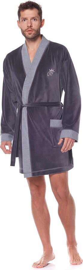 L&L - 9101 short men's bathrobe with soft sleeves Extremely fluffy Men ...