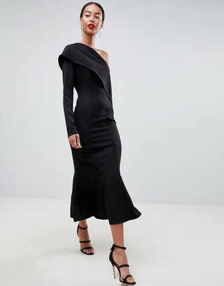 Asos Tall ASOS DESIGN Tall one shoulder fit and flare midi dress