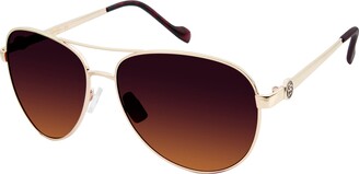 Jessica Simpson Women's J5596 Gldts Non-Polarized Iridium Aviator Sunglasses Gold Tortoise 60 mm