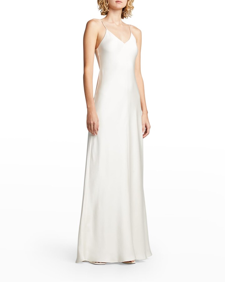 White Ruffle Draped Grecian Goddess Long Maxi Cami Slip Gown 216 mv Dress S M L