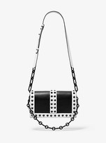Thumbnail for your product : Michael Kors Courtney Studded Two-Tone Leather Shoulder Bag