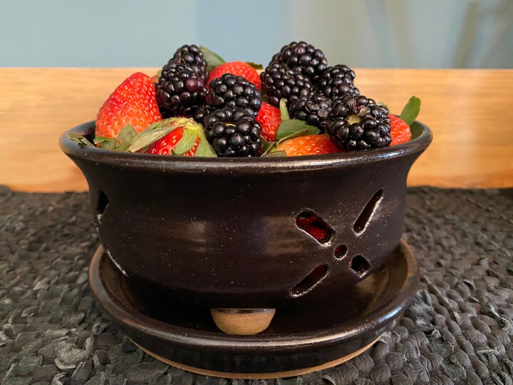 Etsy Black Pottery Berry Bowl