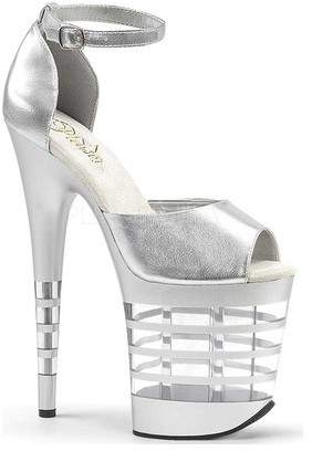 Pleaser USA Women's Flamingo 889LN Platform Sandal - Silver Metallic PU/Silver Matte Heels