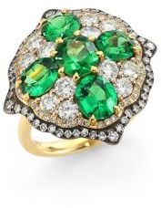 Ivy Rose-Cut Diamond & Green Tsavorite Ring