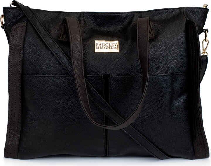Badgley Mischka Rose Vegan Leather Women’s Travel Tote Weekender Bag (Black)