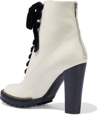 Sergio Rossi Zip-embellished Leather Platform Ankle Boots