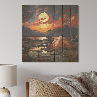Winston Porter Seaside Sunset Camp II - Nursery's On Wood Print