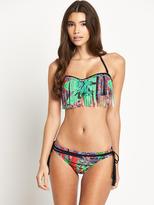 Thumbnail for your product : River Island Leila Tropical Fringed Bandeau Bikini Top
