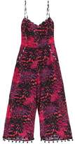 Matthew Williamson Cropped Pompom-Trimmed Printed Silk Jumpsuit