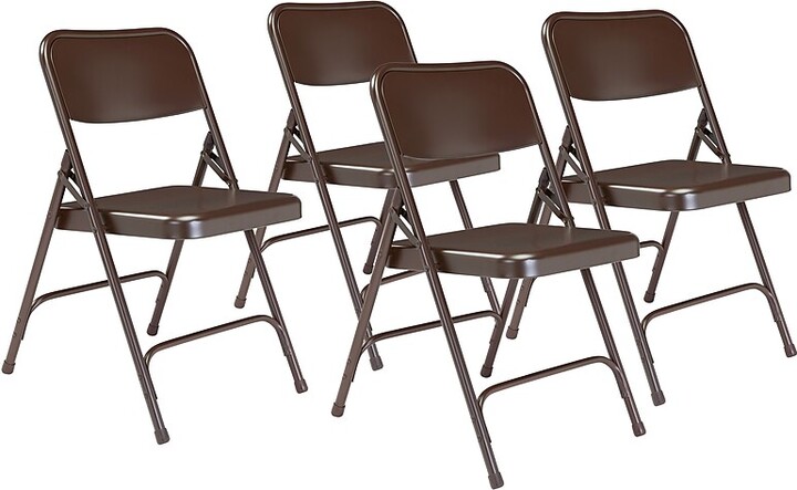 National Public Seating NPS 200 Series Premium All-Steel Folding Chair, Brown, 4/Pack (203/4)