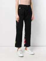 Thumbnail for your product : Iceberg patchwork logo cropped jeans