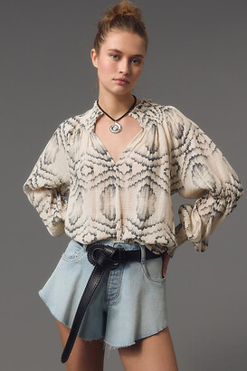 smocked top long sleeve