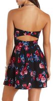 Thumbnail for your product : Charlotte Russe Floral Print Strapless Bow-Back Skater Dress