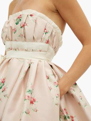 Brock Collection Grosgrain-trim Floral-cloque Gown - Womens - Pink Multi