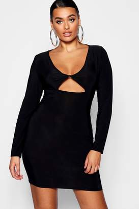 boohoo Plus Twist Front Cut Out Bodycon Dress