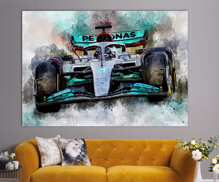 Lewis Hamilton Car Canvas Print, Room Decor, F1 Fan Gift, Sports Art, Art