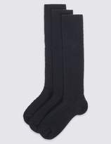 Thumbnail for your product : Marks and Spencer 3 Pairs of Cable Knee High Socks (3-14 Years)