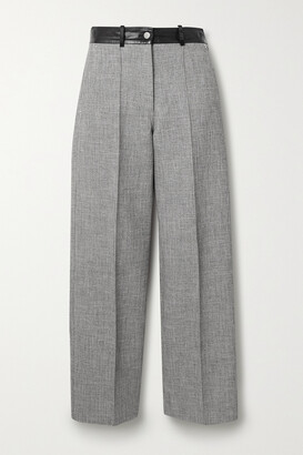 Peter Do Fireman Cropped Leather-trimmed Tweed Straight-leg Pants