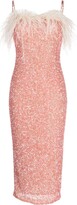 Cami sequin-embellished feather dress 