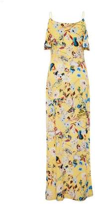 Quiz Yellow Floral Cold Shoulder Maxi Dress