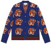 Thumbnail for your product : Gucci Tiger jacquard wool cardigan