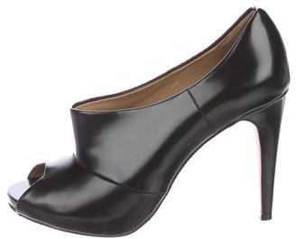 Diane von Furstenberg Leather Peep-Toe Booties