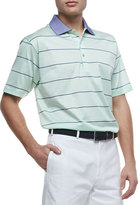 Thumbnail for your product : Peter Millar Miami Striped Short-Sleeve Polo, Winter Green