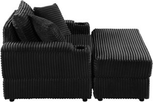 Ebern Designs Sofa With 2 Toss Pillows And A Ottoman ,Comfy Sofa- Deep Seat Couch For Living Room