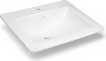 Jack Series 21 In. Rectangular Ceramic Drop-In Bathroom Sink Basin In Glossy White With Single Faucet Hole And Overflow