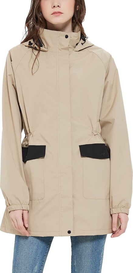 TOKY Womens Lightweight Jacket with Hood Adjustable Waterproof Windbreaker Raincoat