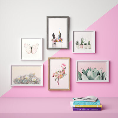 Bayou Breeze Abdirazaq Fleurs Sauvages Hexaptych by Marmont Hill - 6 Piece Picture Frame Gallery Wall Set